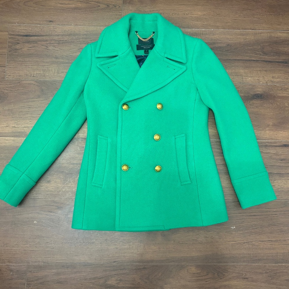 J Crew Bright Green Stadium Cloth coat
